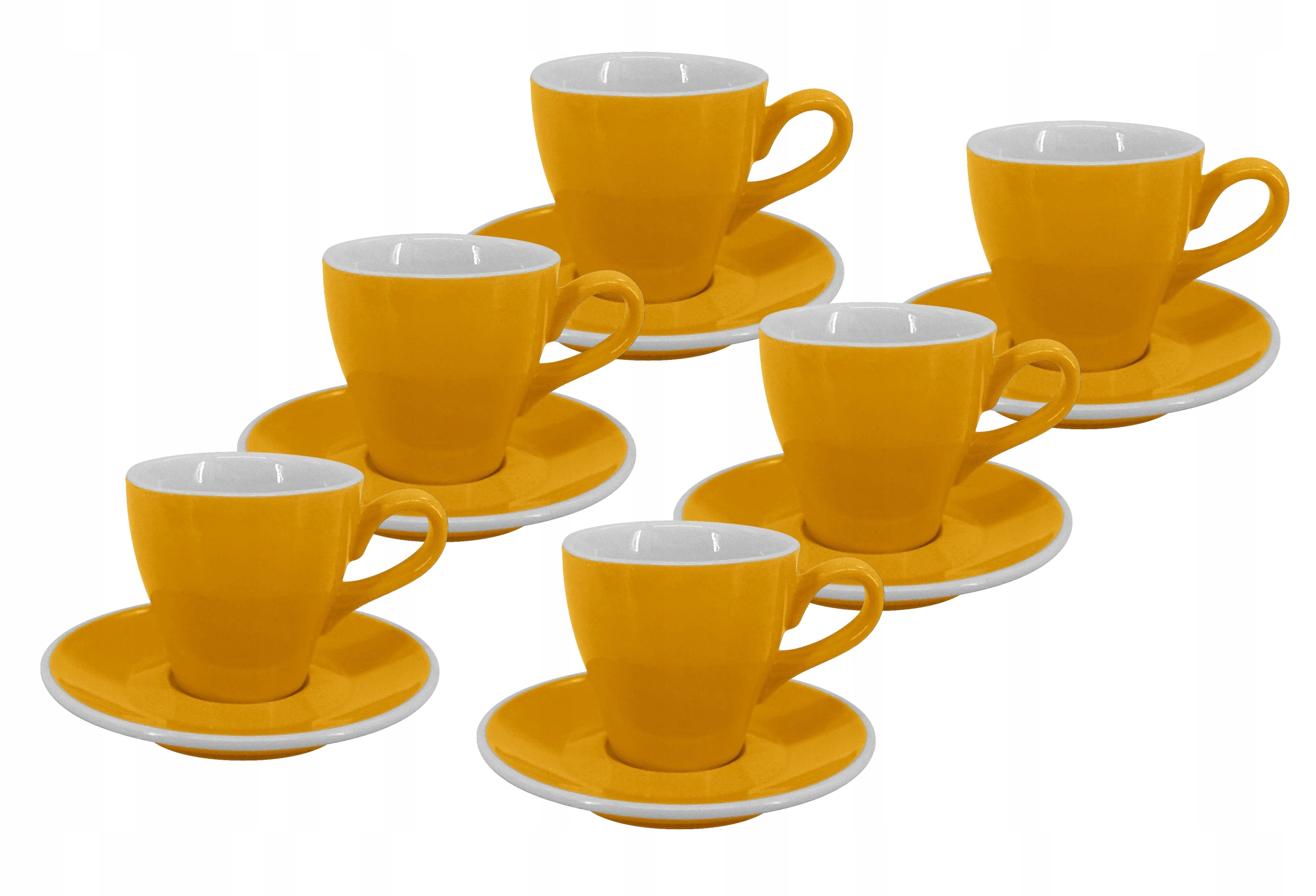Set 6 ks Lungo šálka s tanierikom Milano, 150 ml, žltý