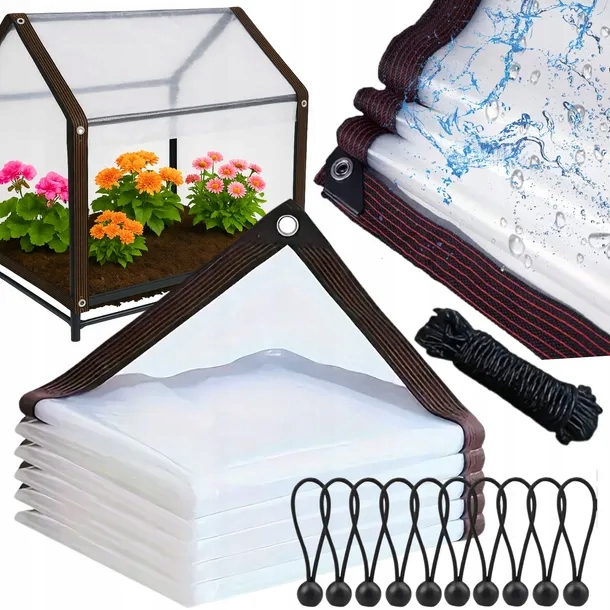 Priehľadná Záhradná Terasová Plachta Vodotesná S Očkami Proti Uv Žiareniu 3X3 M