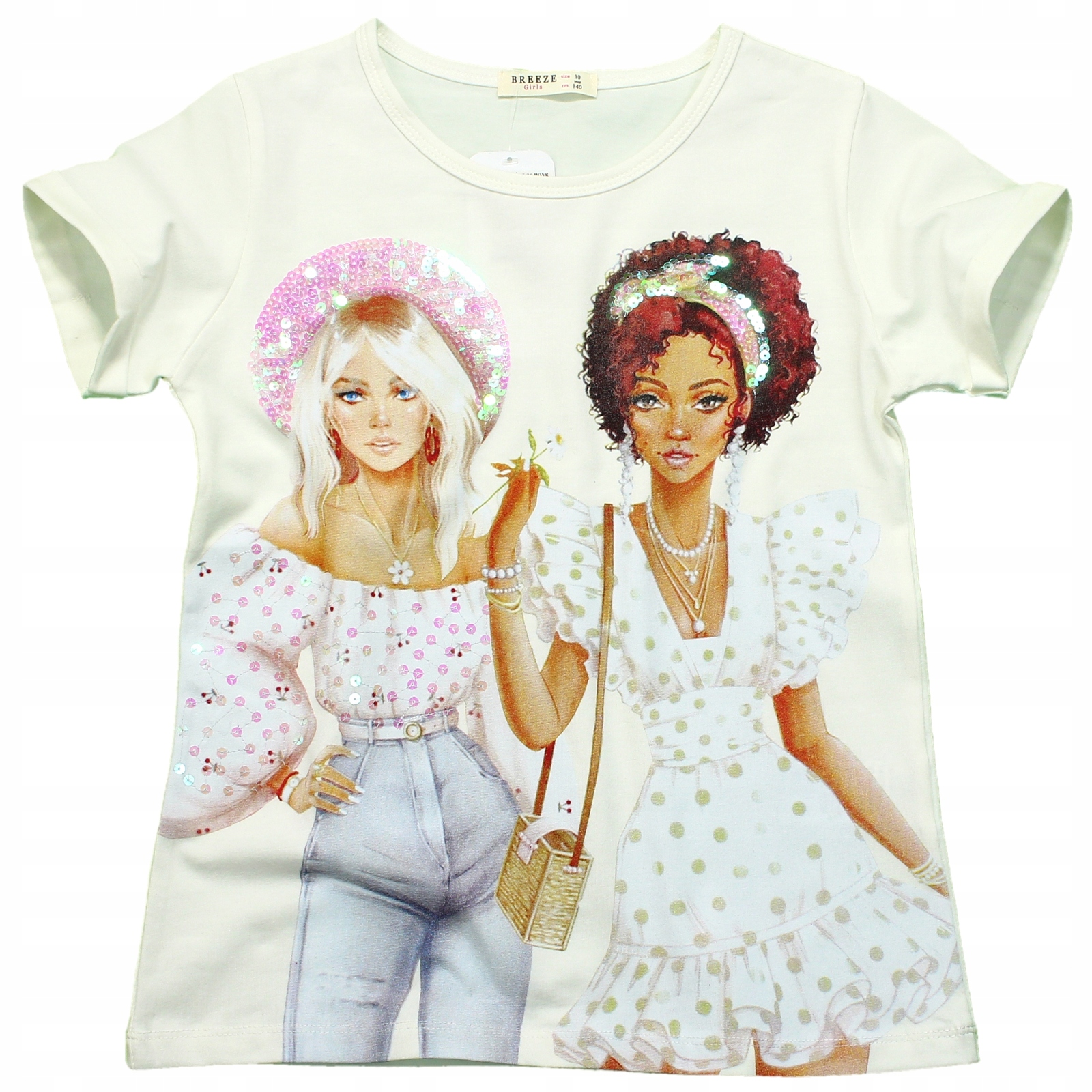 

Bluzka T-Shirt Nadruk Dziewczyny Cekiny 146