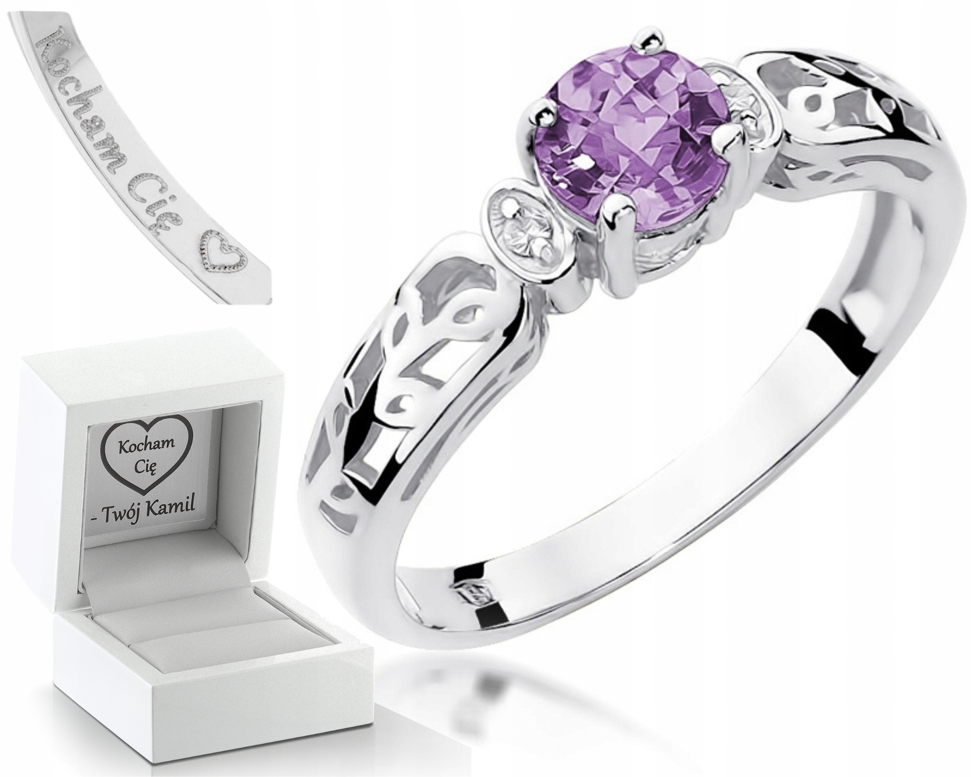 Prstýnek Ametyst Brilianty 585 Gravírování Bonus