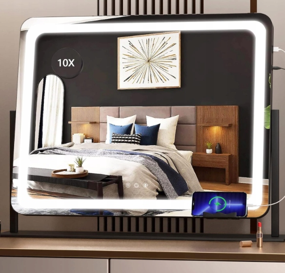 Hasipu Led zrkadlo 55x45 cm čierne 360°