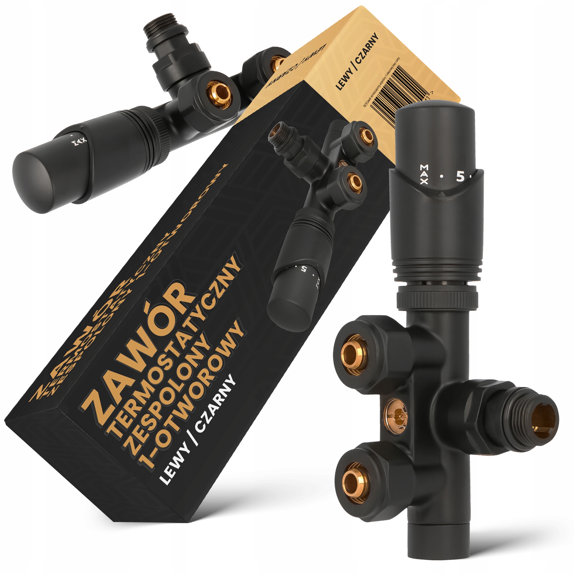 Kombinovaný termostatický ventil Jednoduchý ľavý čierny