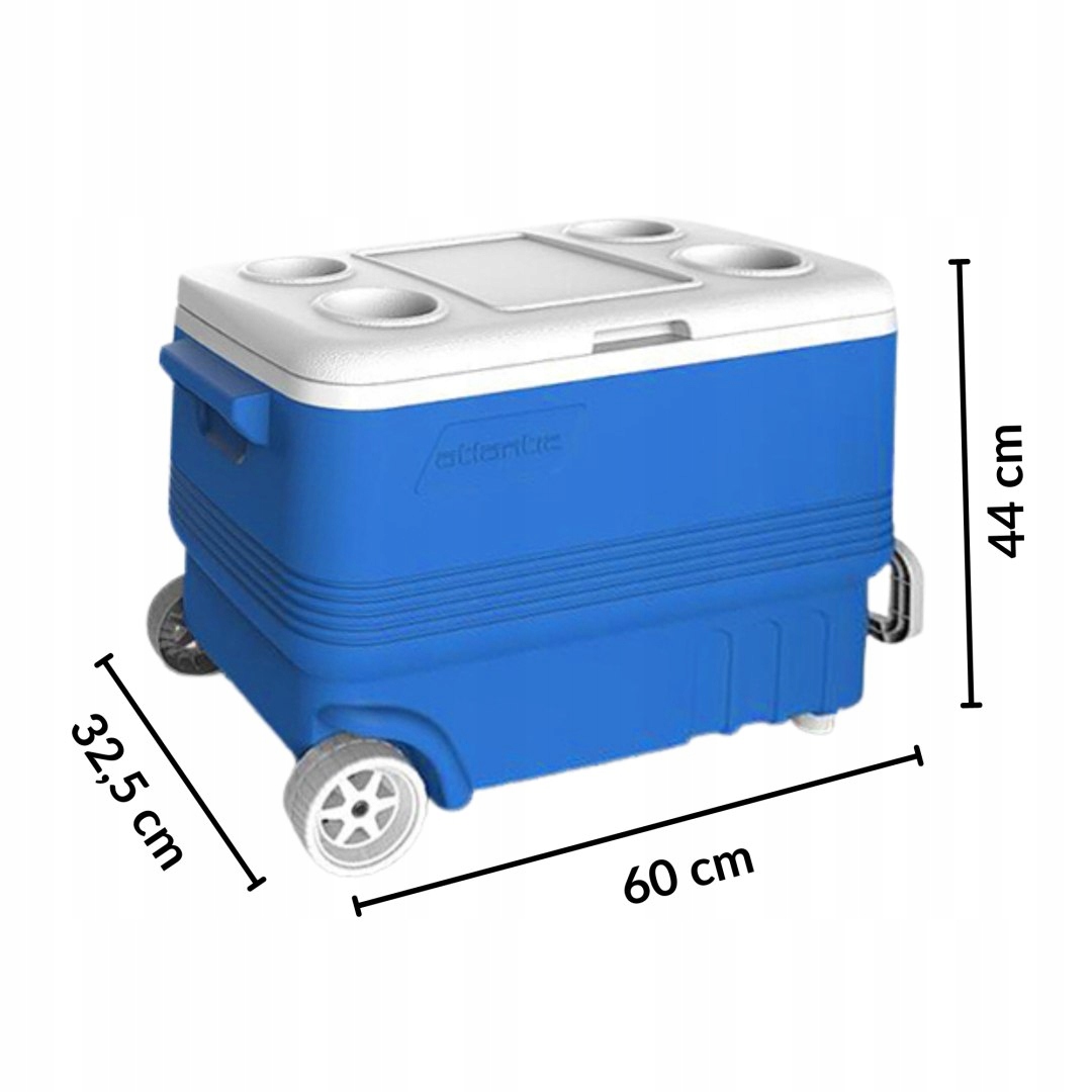 LODÓWKA TURYSTYCZNA SAMOCHODOWA 45L MOBILNA KOŁA RĄCZKA UCHWYT NA NAPOJE XL Zasilanie brak