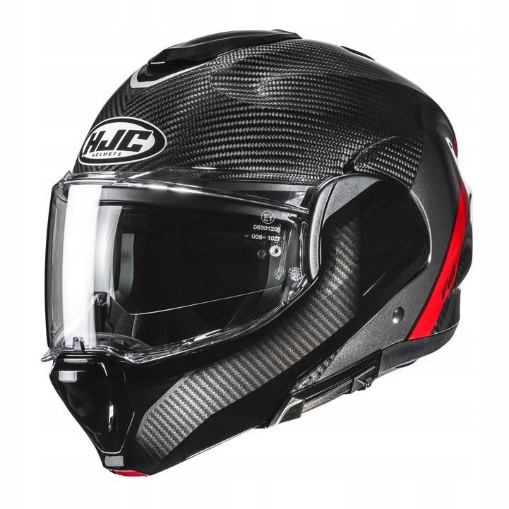 Kask motocyklowy Hjc F100 Carbon Stan Black/red czarny czerwony Gratisy