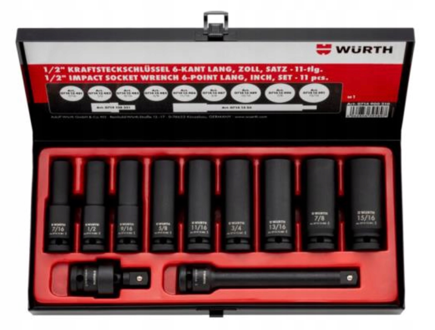 Wurth Sada Rázových Nástrčných Klíčů 1/2" 11 Ks 0714900210