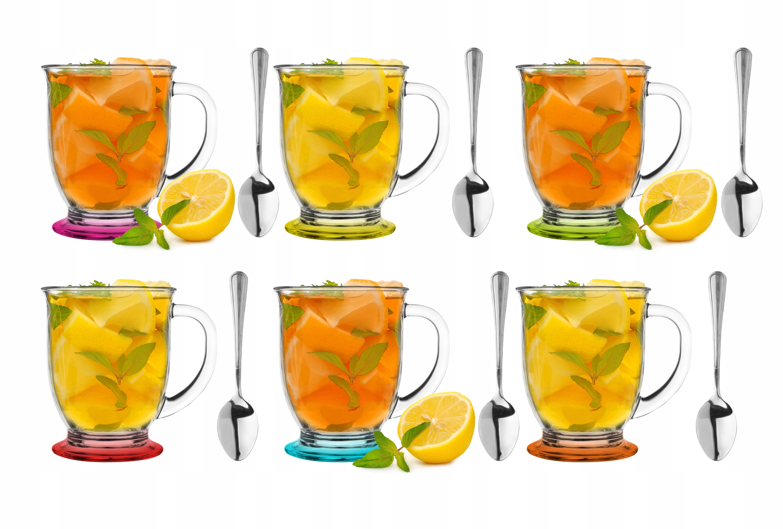 

Kpl 6x Kubek Kubas 400ml Dno MIX Kolor Łyżeczki