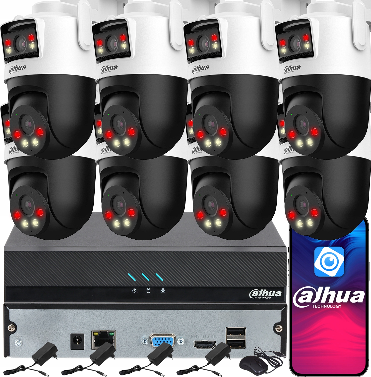 Dahua Monitorovací systém pro 8 WiFi kamer 5MPx+5MPx P5D-5F-PV Chytré duální světlo Audio