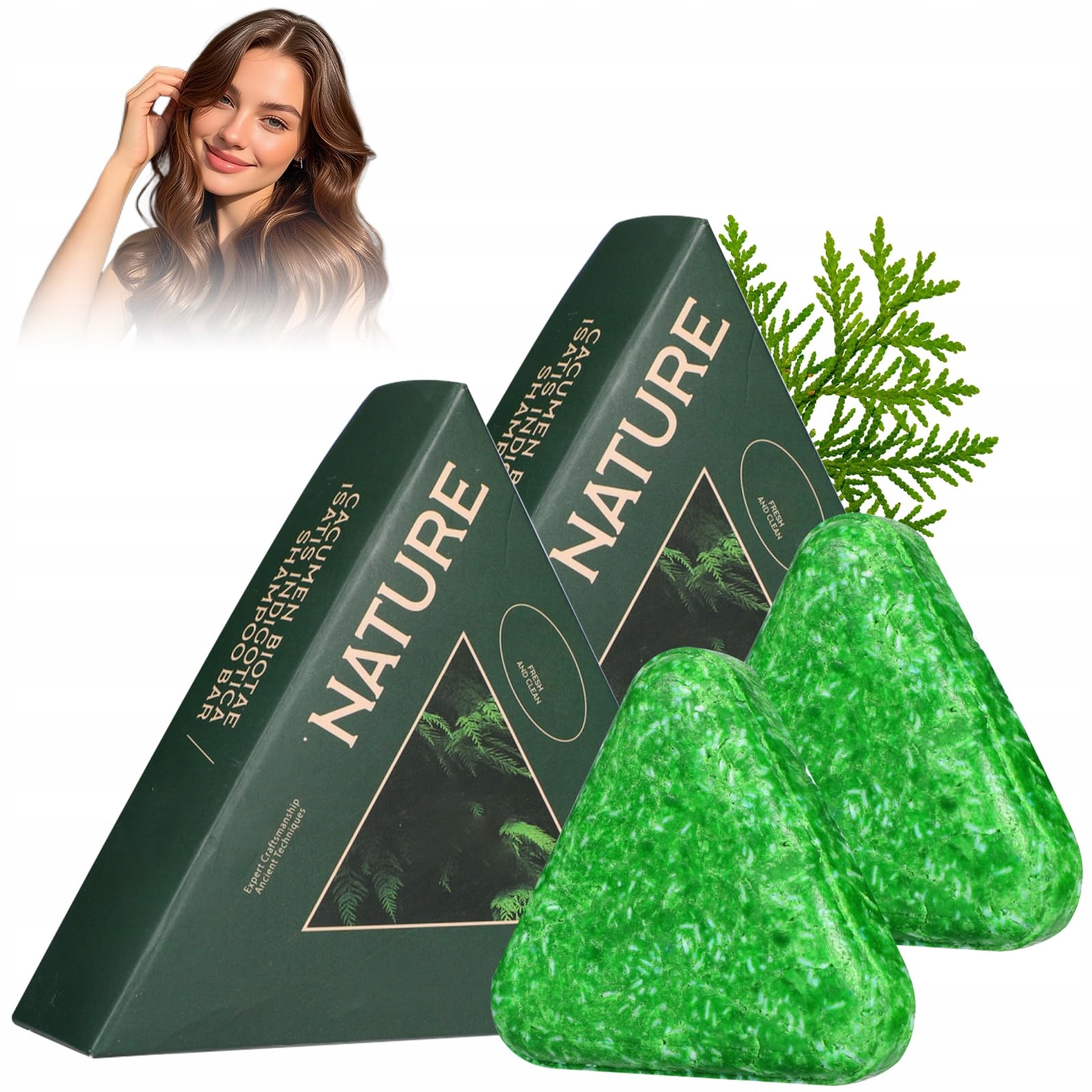 Nature Triangle Šampon v kostce 2ks Přírodní mýdlo na vlasy Unisex