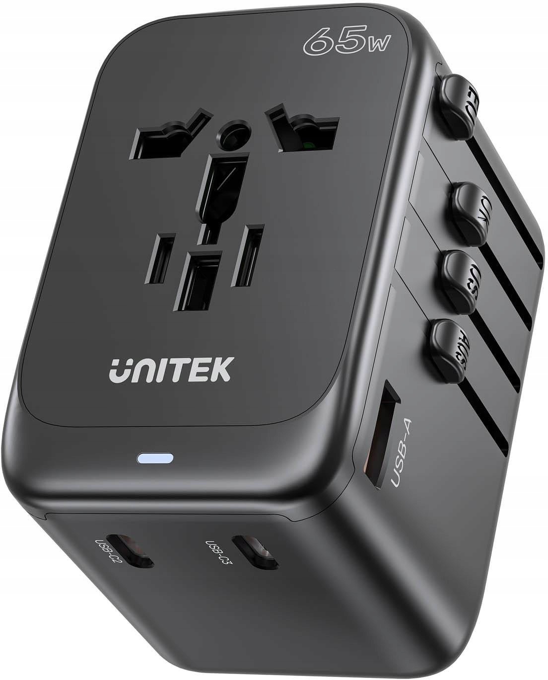 Unitek P1122ABK01 Cestovní nabíječka Eu/us/uk/aus Pd 65 W