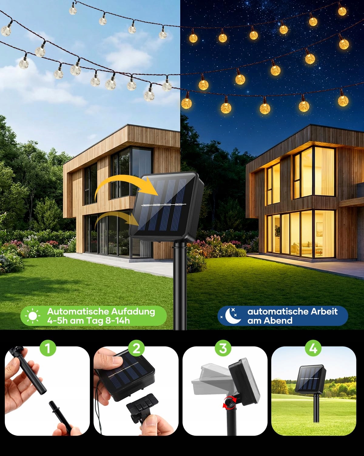 SURIGHT Solarna Girlanda Zewnętrzna 8M 30 LED 8 Trybów IP65 Wodoodporna — miniatura 3