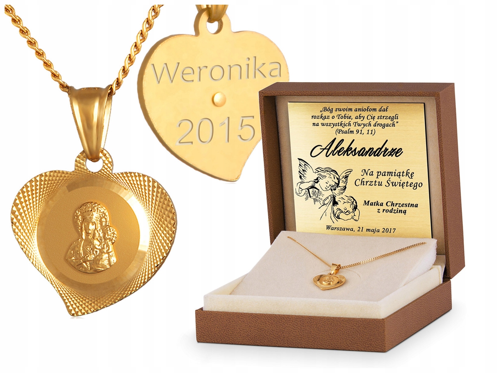 

Srebrny Komplet 925 Medalik Matka Boska YZ106