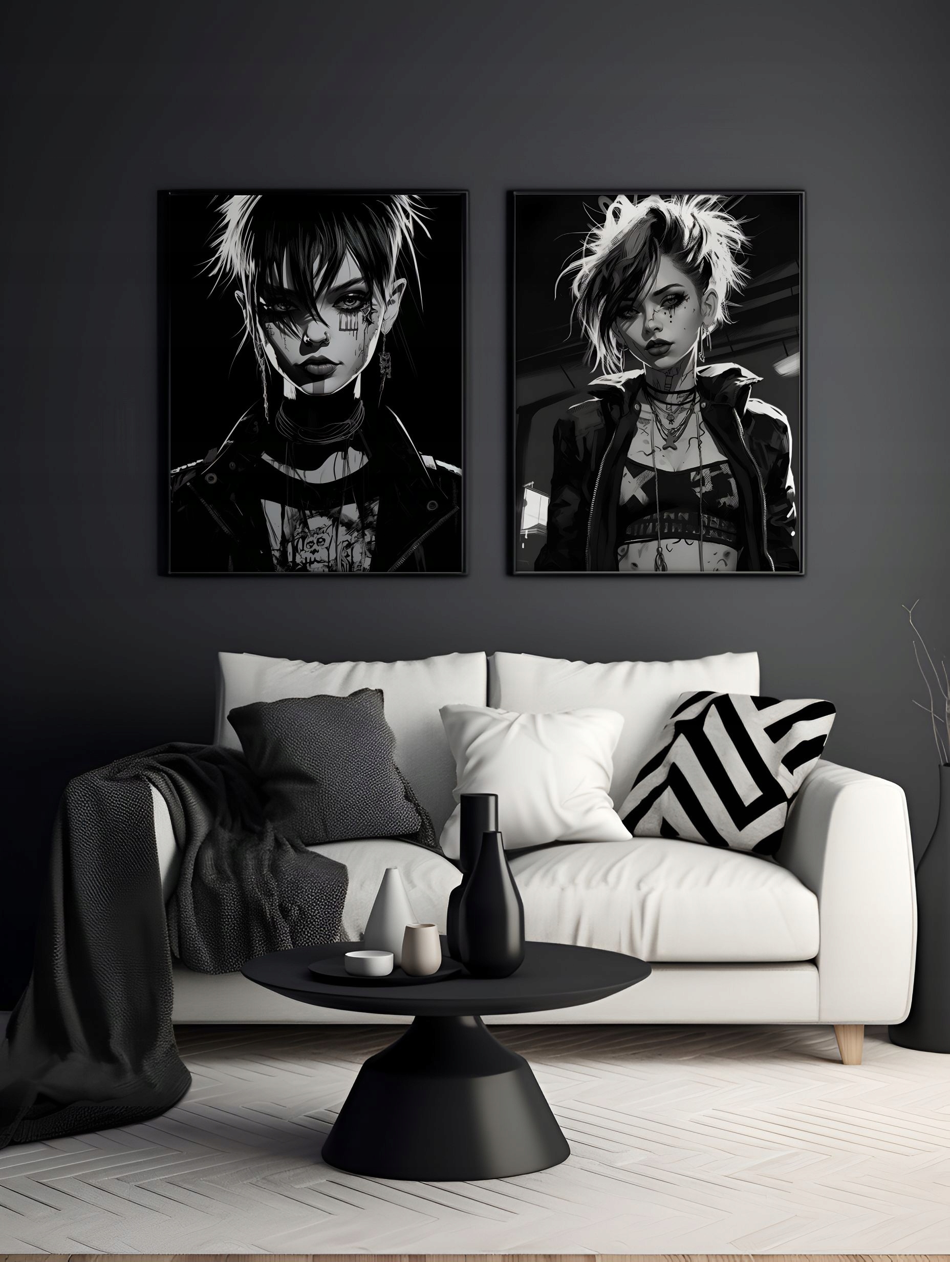 Plakat na Ścianę Obraz Dziewczyna Punk Gothic 30x40 cm Premium ElliveX Marka inna