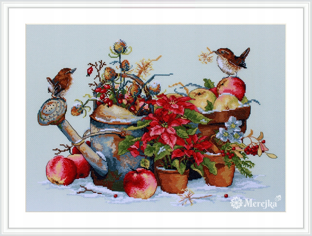 Sada pro křížkovou výšivku „Prosinec“ 37x28 cm
