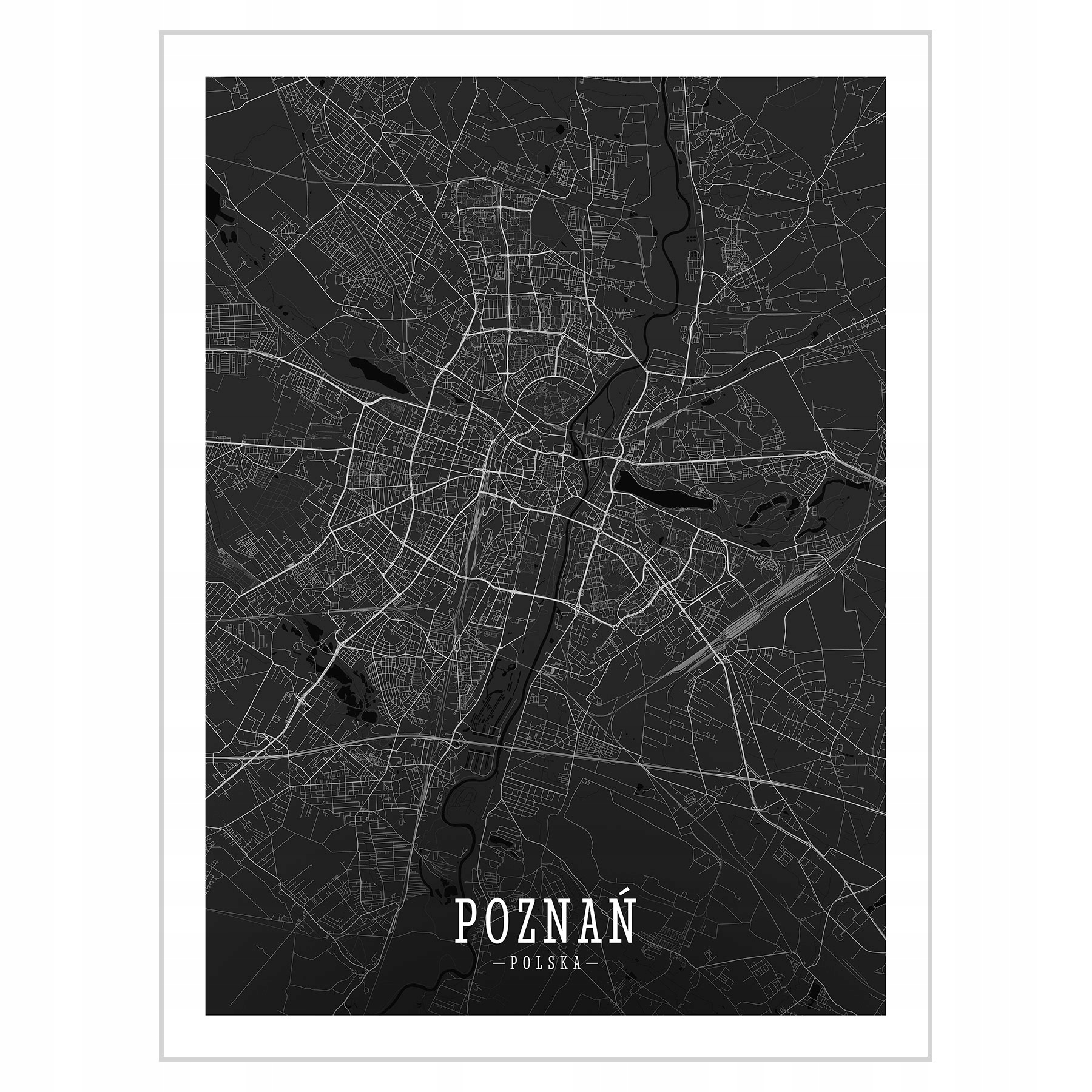 

Plakat 30x40 Mapa Poznań czarno-biała