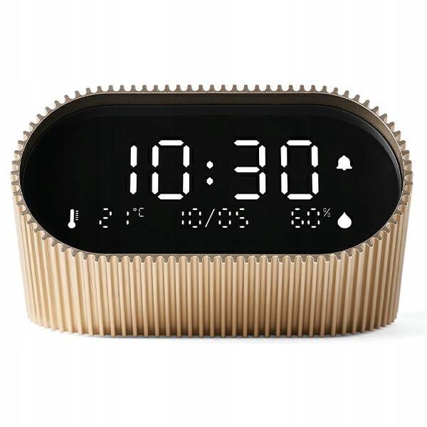 Lexon Ray Clock Budík se senzorem teploty a vlhkosti, zlatý