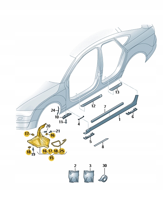 NADKOLE SPOJLER KOŁA PRZÓD PRAWE AUDI A6 ASO