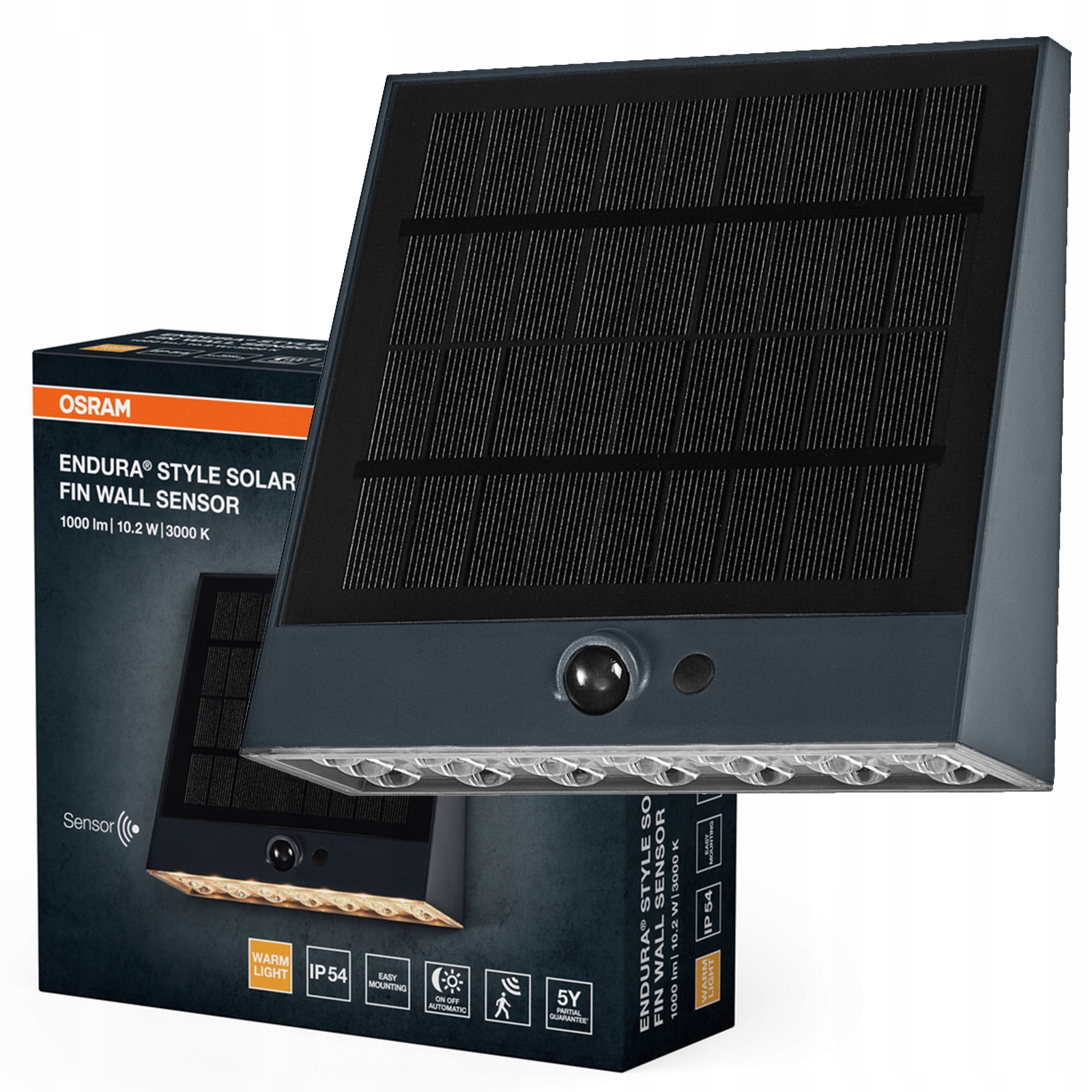 Zahradní nástěnné svítidlo Led lampa Snímač pohybu soumraku 10.2W 3000K IP54 Endura