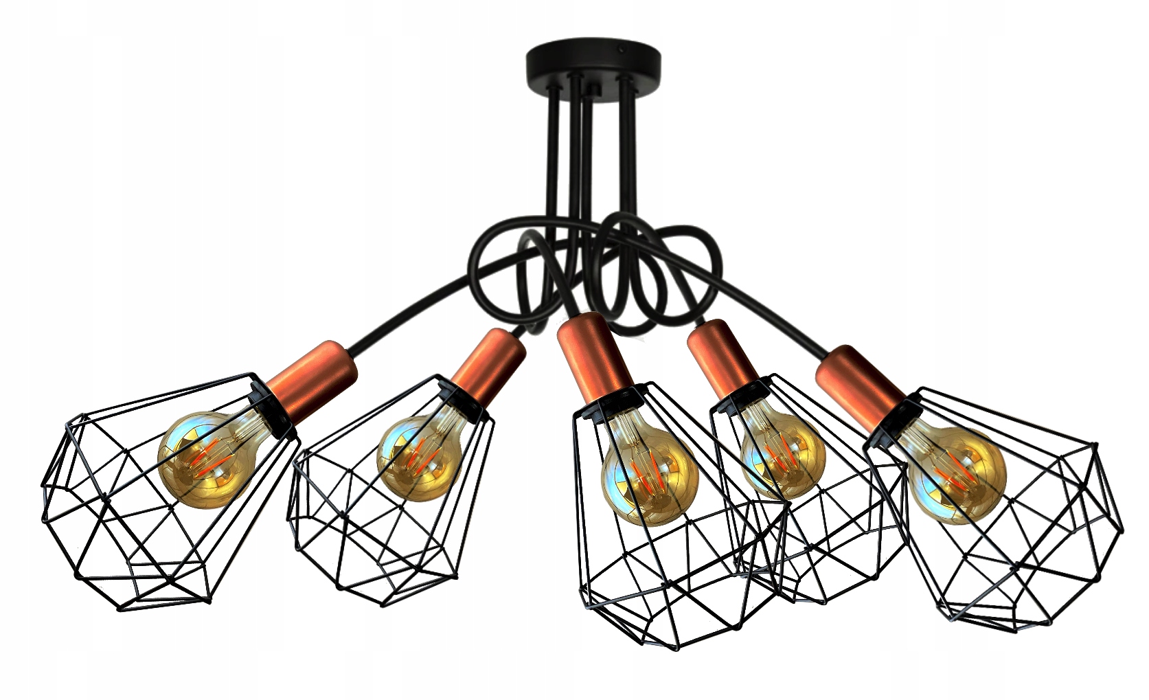 

Lampa Wisząca Żyrandol Plafon Edison Miedź Loft