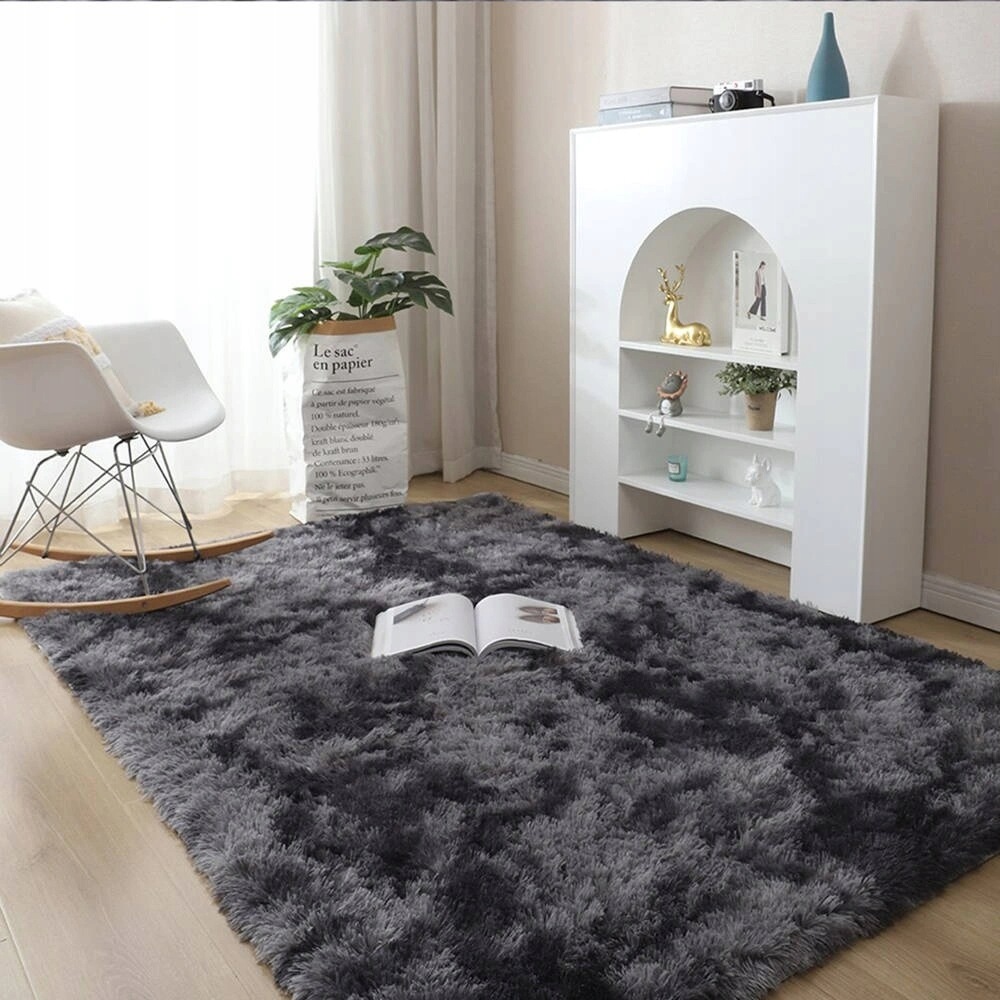 Koberec Ombre Shaggy 160 x 200 cm, tmavě šedý OmbreGrey – měkký do obývacího pokoje