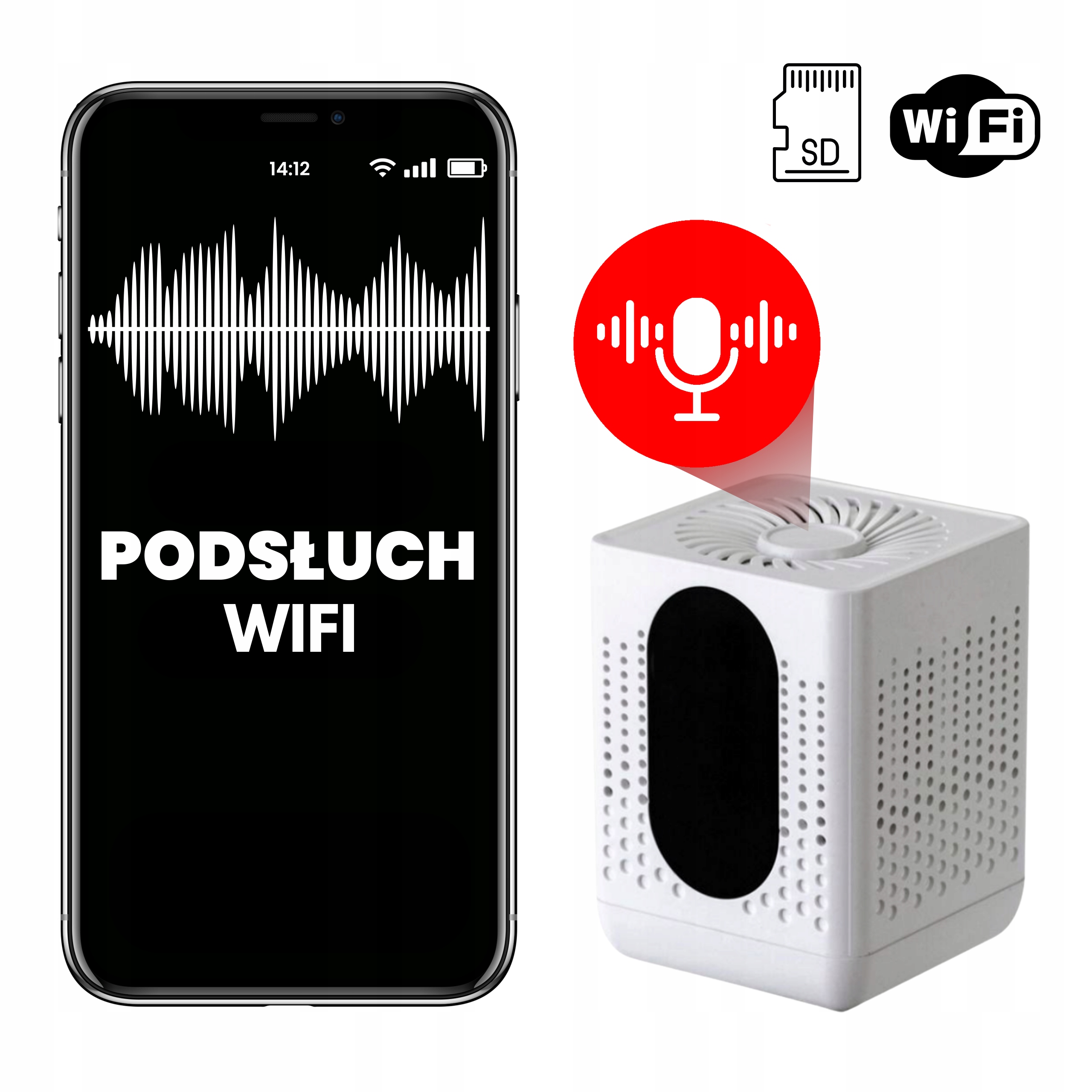 Skrytý Špionážny Wifi Diktafón Odpočúvanie Nahrávanie Detekcia Až 7 Mesiacov