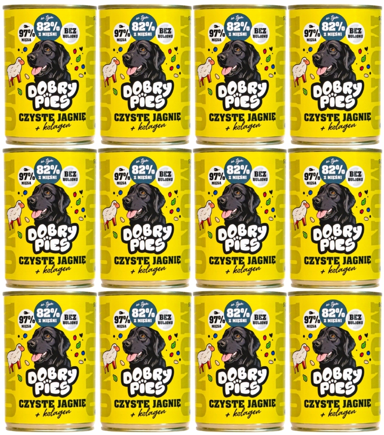 Dobry Pies karma dla psa czysty jagnię kolagen Jagnięcina 12 x 400 g