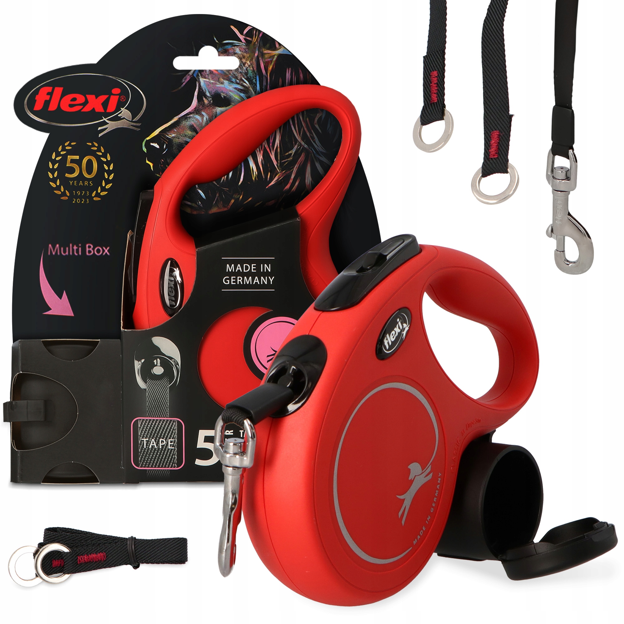 Levně Vodítko Psa Automatická S blokádou 25 kg 5 m Páska Nádoba Sáčky Psí odch 3O