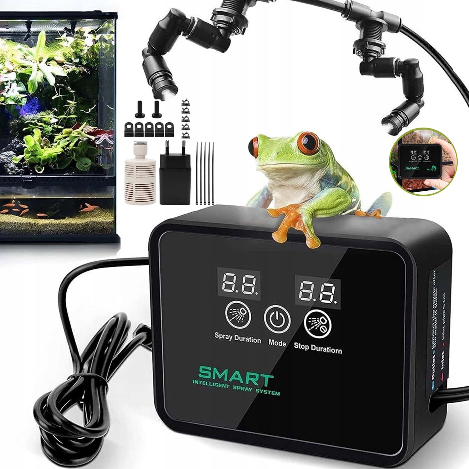 Levně Smart Zavlažovač Do Terária Pro Plazy Obojživelník Agama Gekon Legwan 360°