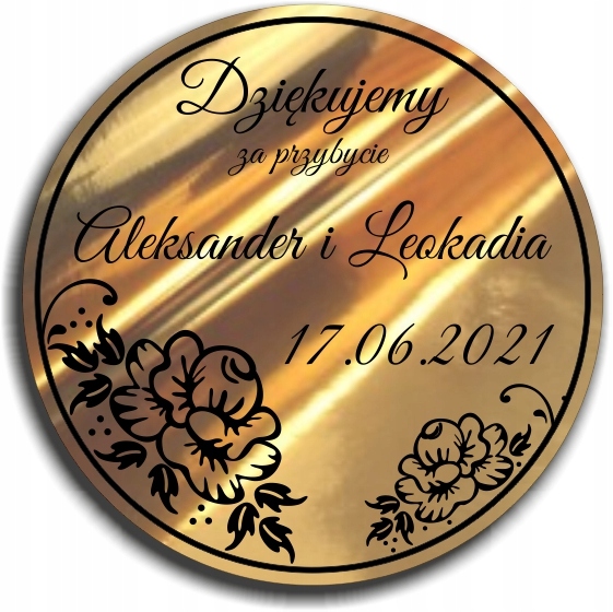 

Naklejki Imiona Inicjały Złote chrom lustro 100szt
