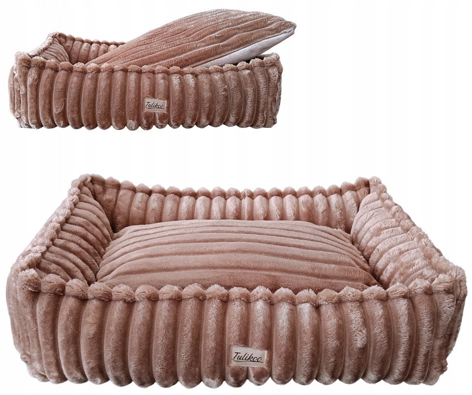 Legowisko dla Psa S Miękkie Premium Wyjmowana poduszka 56x42cm Cappuccino