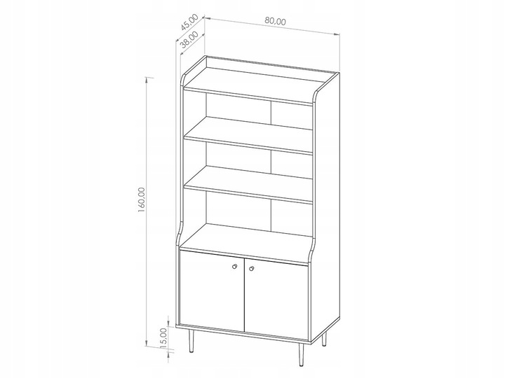 Regał z półkami Vasina w stylu loft Wysokość mebla 160 cm