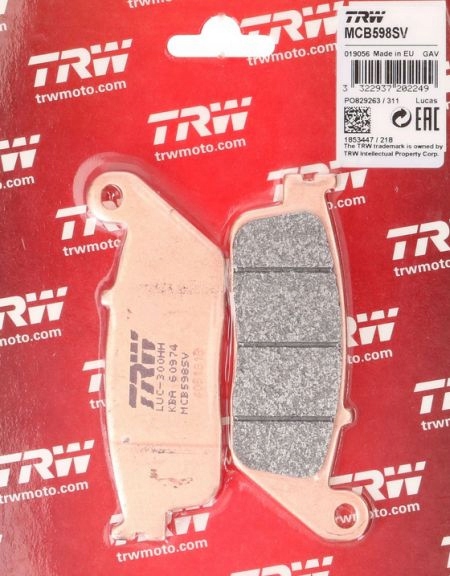 MCB598SV - КОЛОДКИ ВЕТЧИНЫ ПЕРЕДНИЕ TRW LUCAS HONDA VTX1300 S 03-08