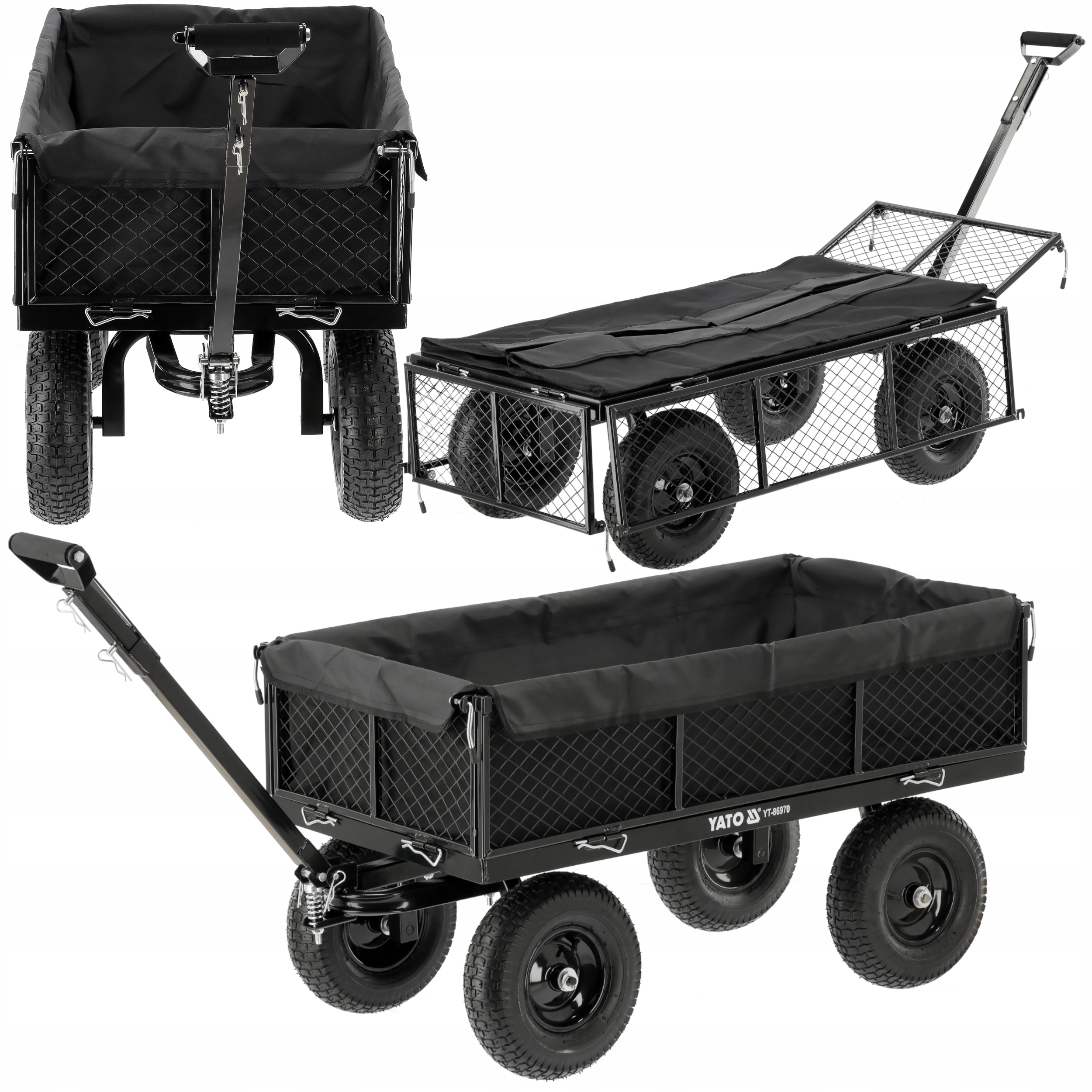 Wózek Ogrodowy Transportowy Przyczepka Yato XL 450KG Z Pokrowcem Koła 13"