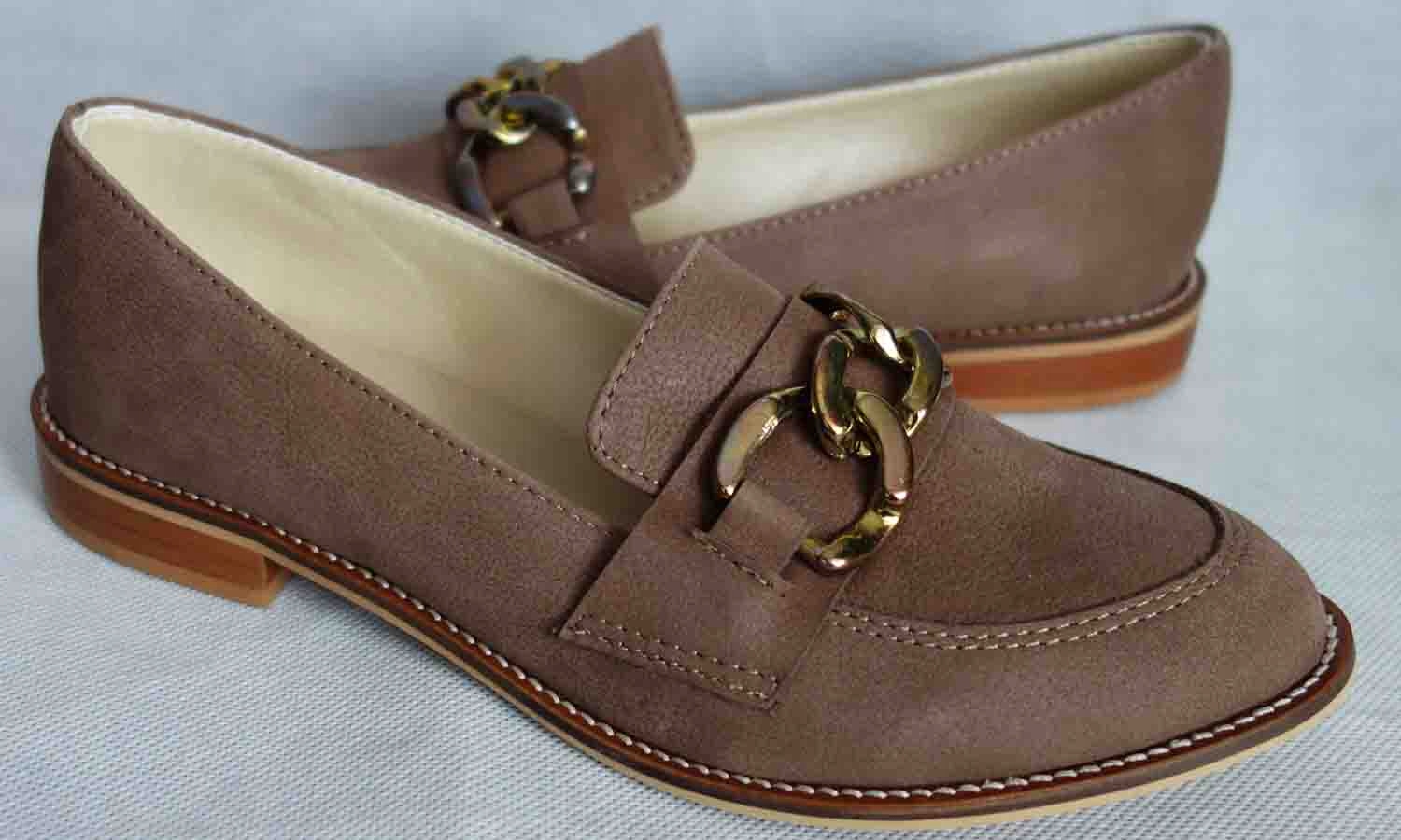 ex_pl Wyprzedaż SKÓRZANE mokasyny BRĄZ PŁASKI OBC Marka Natalex