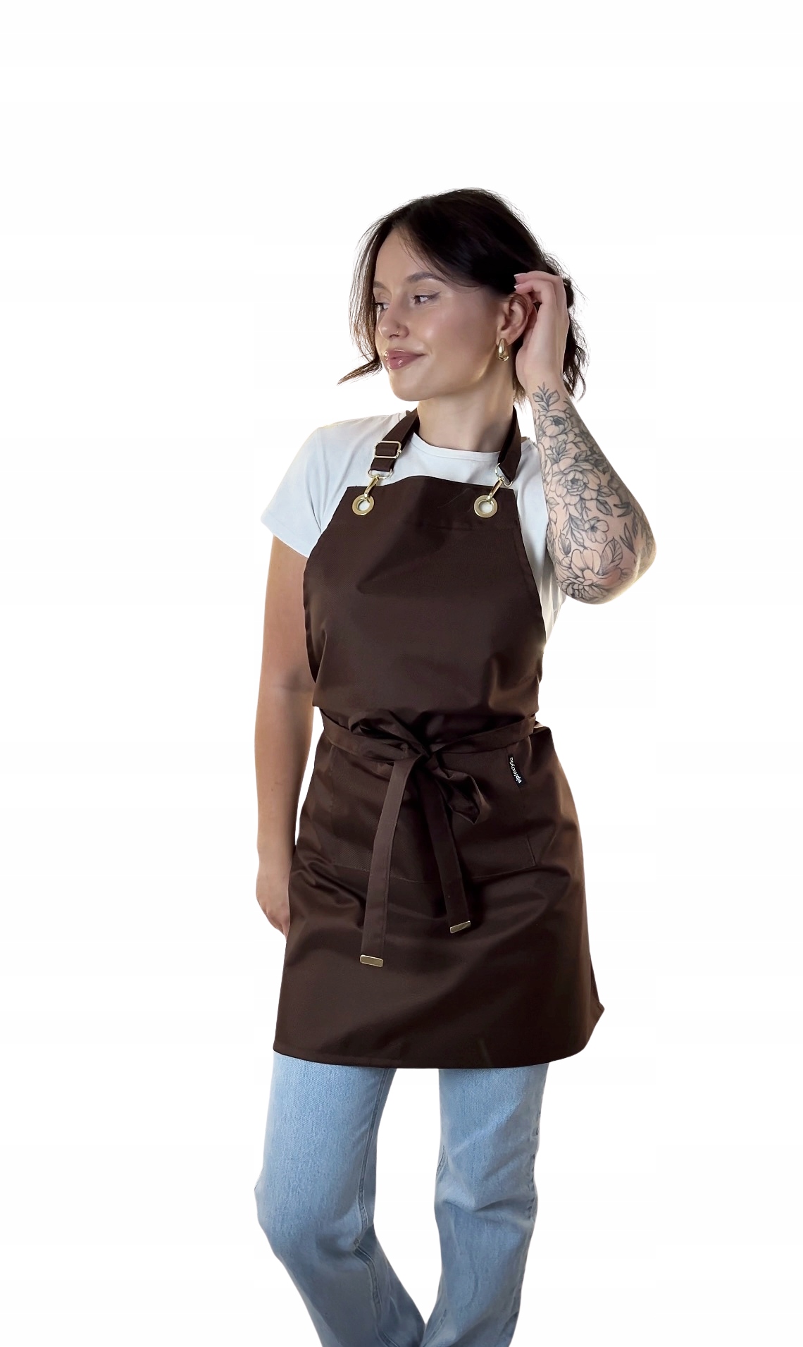 Ochranná kosmetická kadeřnická zástěra voděodolná Čokoládová hnědá