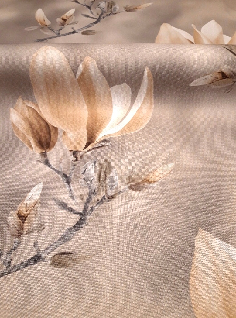 

Tkanina Kwiaty Magnolie 3D Na Zasłony Materiał 140