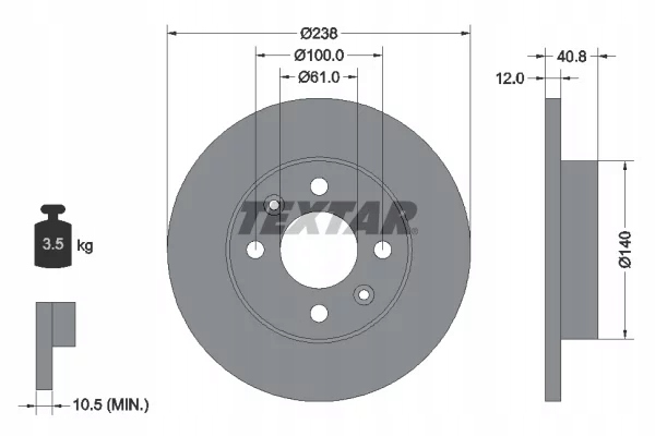 textar тормозные колодки перед 2146304 + 2 92036103 тормозной диск