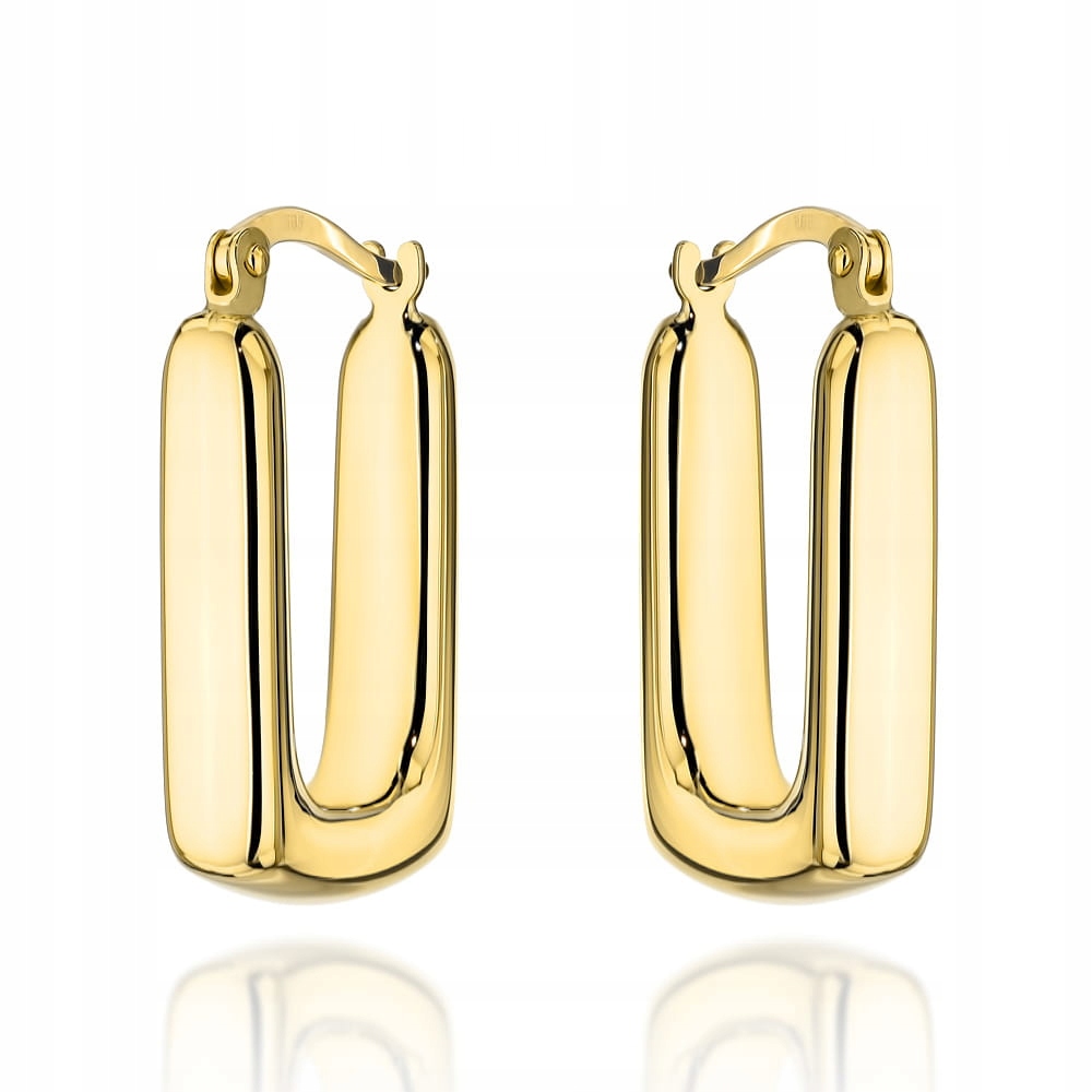 Náušnice zlaté 585 obdélníkové velké dárek k narozeninám pro maminku ve věku 14 let