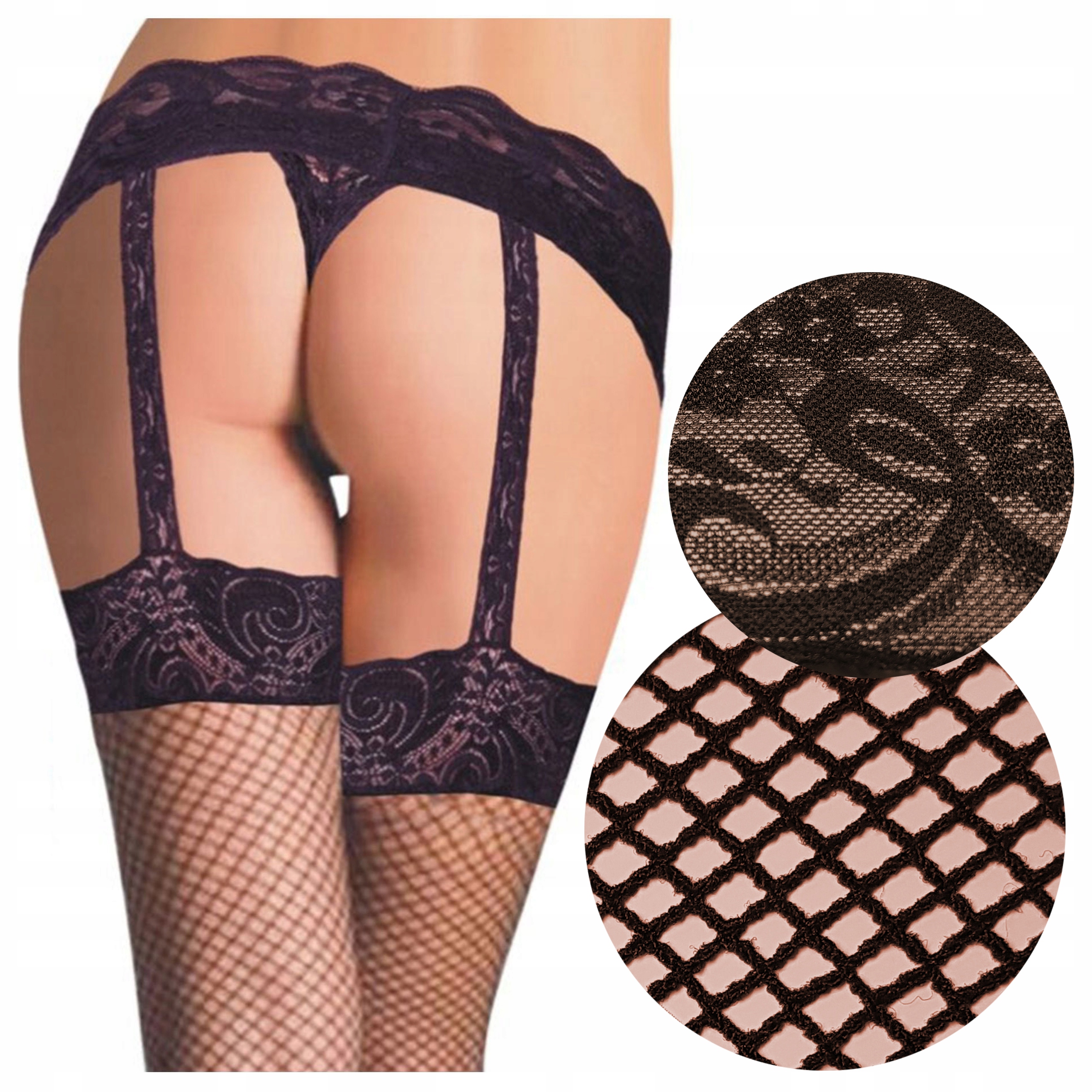 

Rajstopy jak Pończochy z pasem otwarte Strip Panty