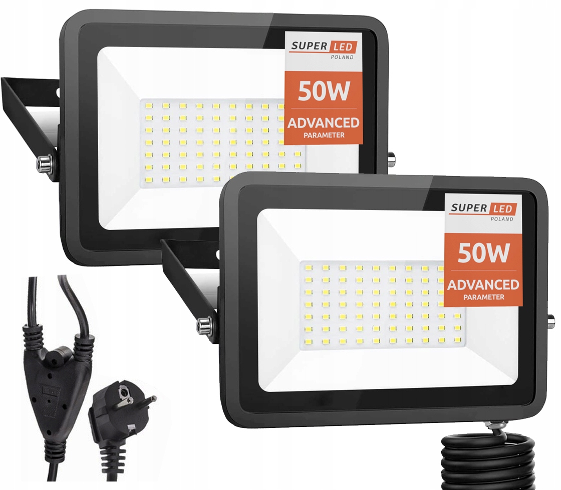 Halogen LED Statyw Naświetlacz Budowlany 2x 50W LED 11000 lm GOTOWY ZESTAW Marka SuperLED