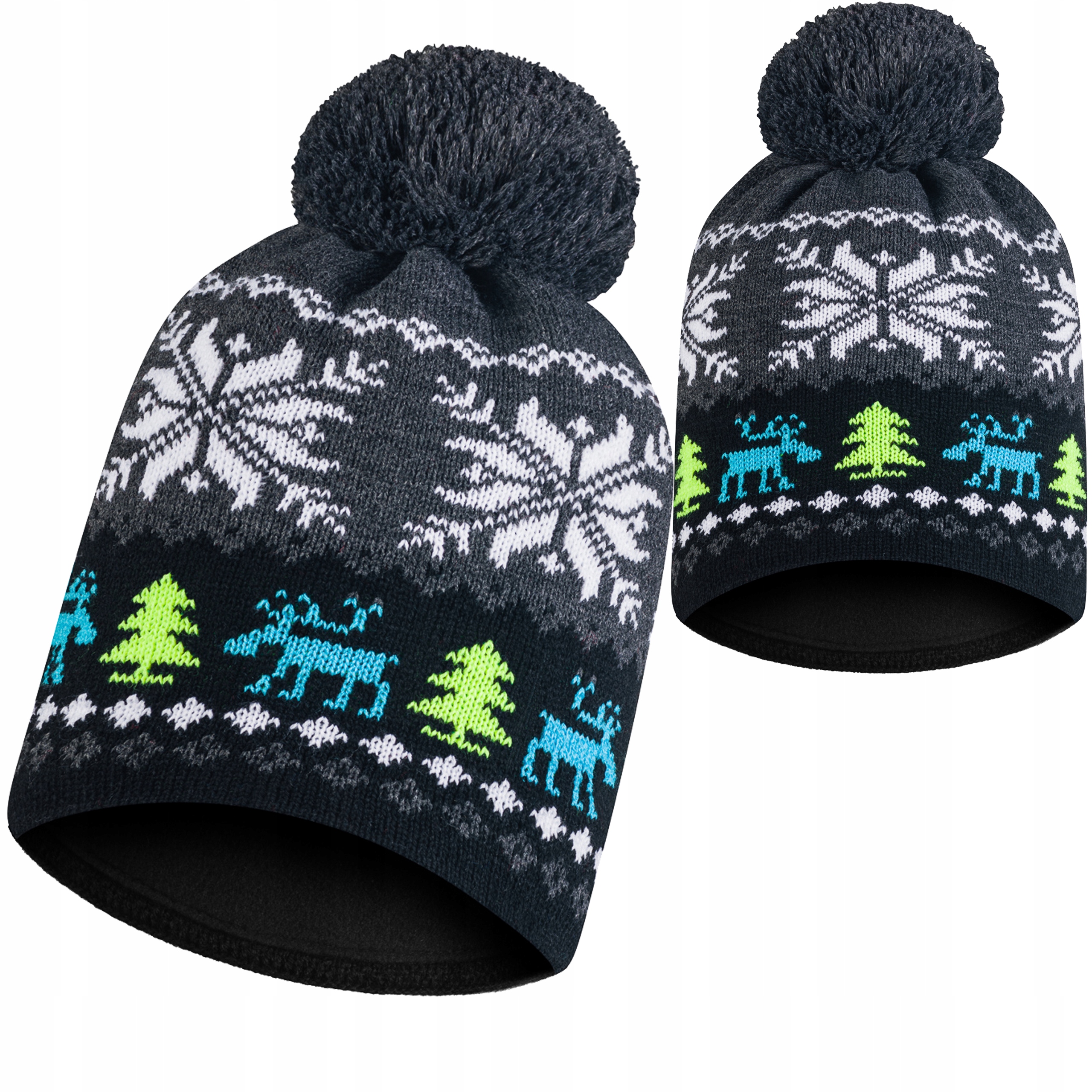 

Czapka zimowa szara z pomponem polar termoaktywny