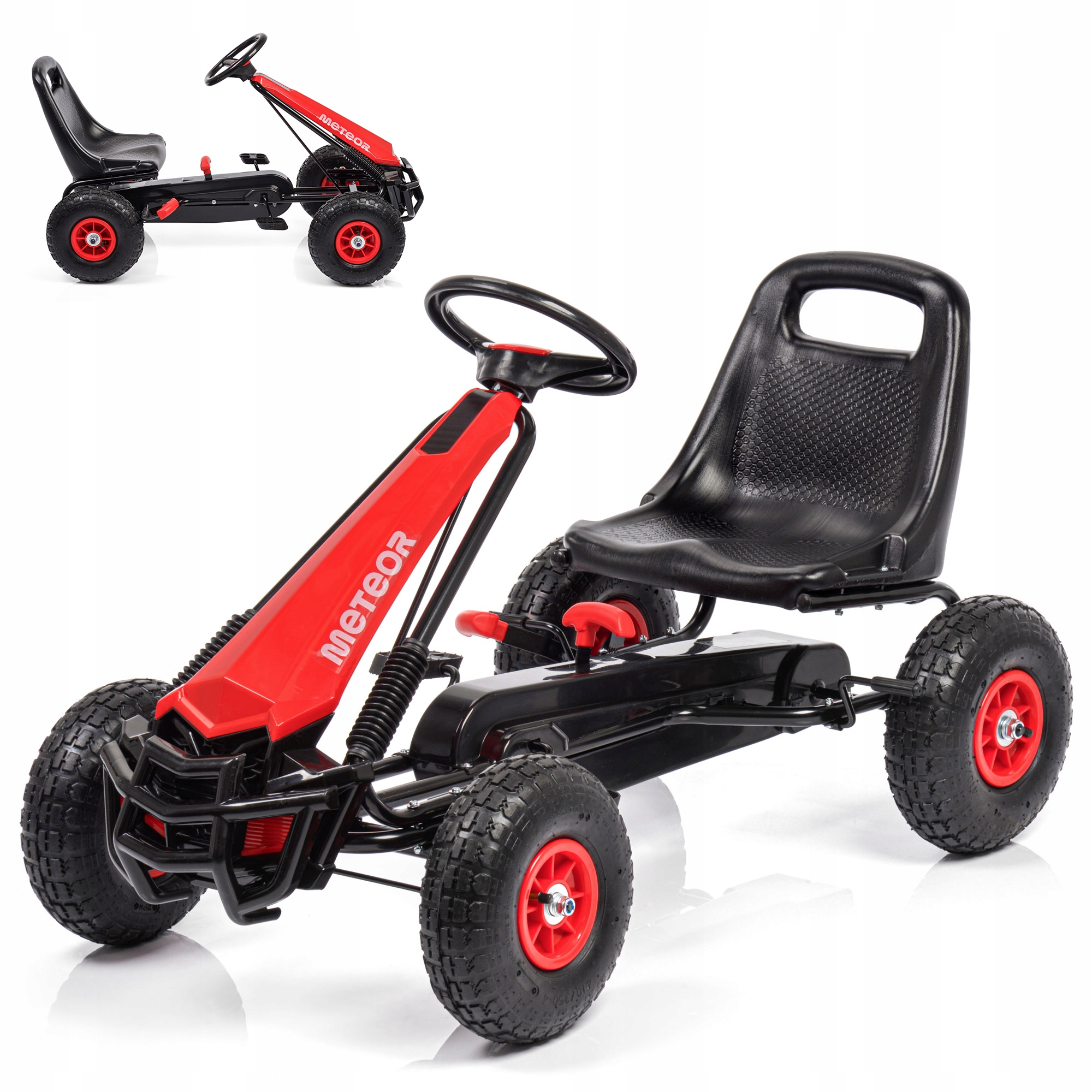 Gokart Na Pedały Dla Dzieci 3-8lat do30kg Regulowany Meteor pompowane koła
