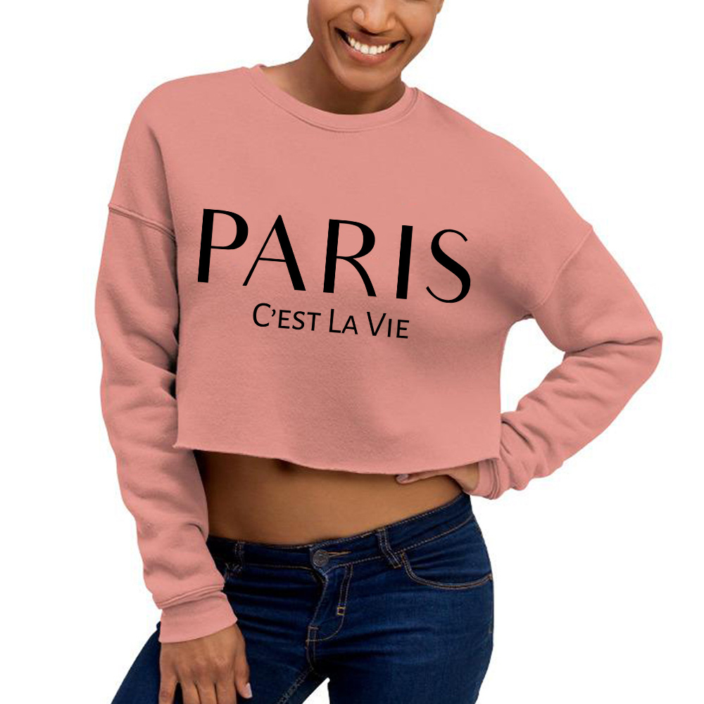 Mikina Cropped Krátká Pohodlná Růžová Paris Módní Letní Vel M MIX Vzorů