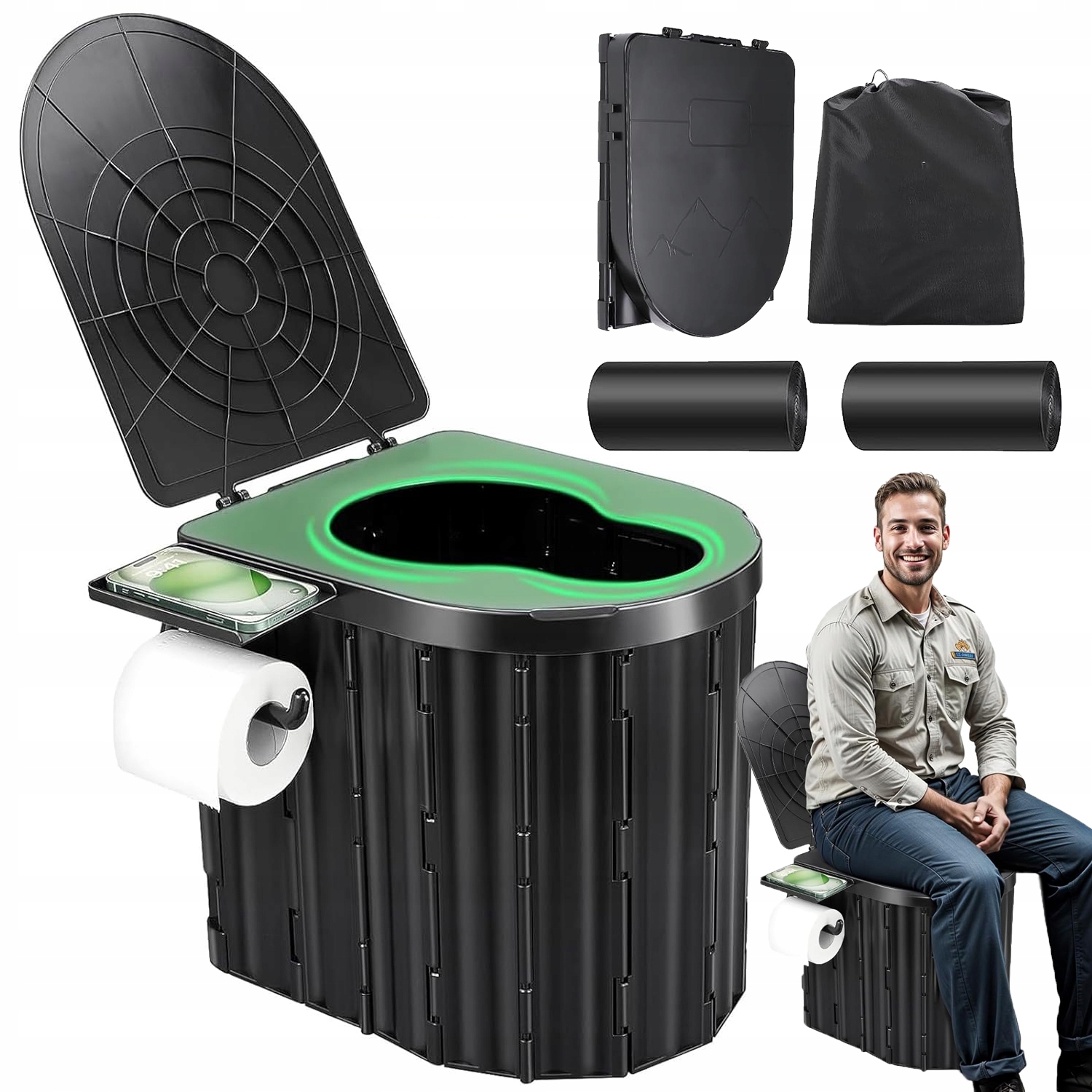 Toaleta Przenośna Turystyczna Składana Mobline Wc 20L Worków Na Śmieci