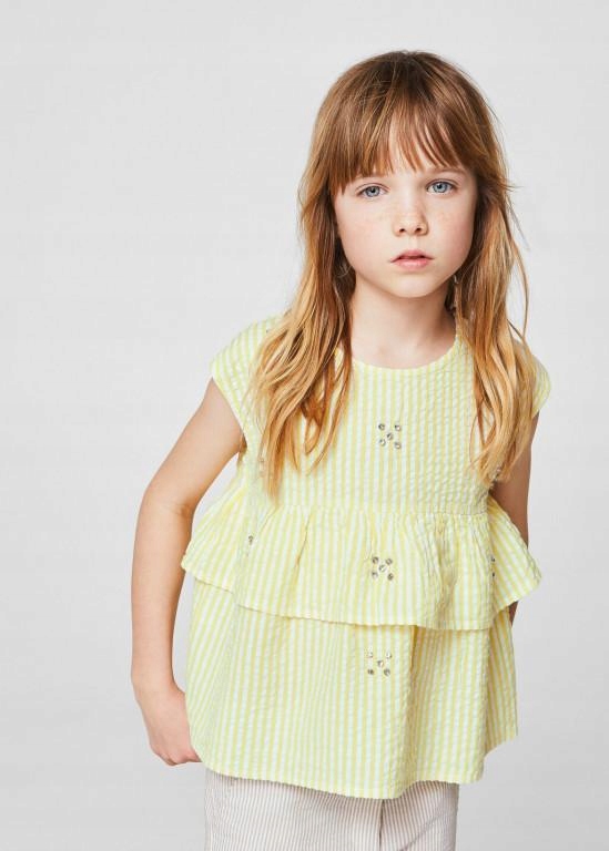 159C137 MANGO A05 ŻÓŁTY OZDOBNY TOP 152CM Wzór dominujący paski