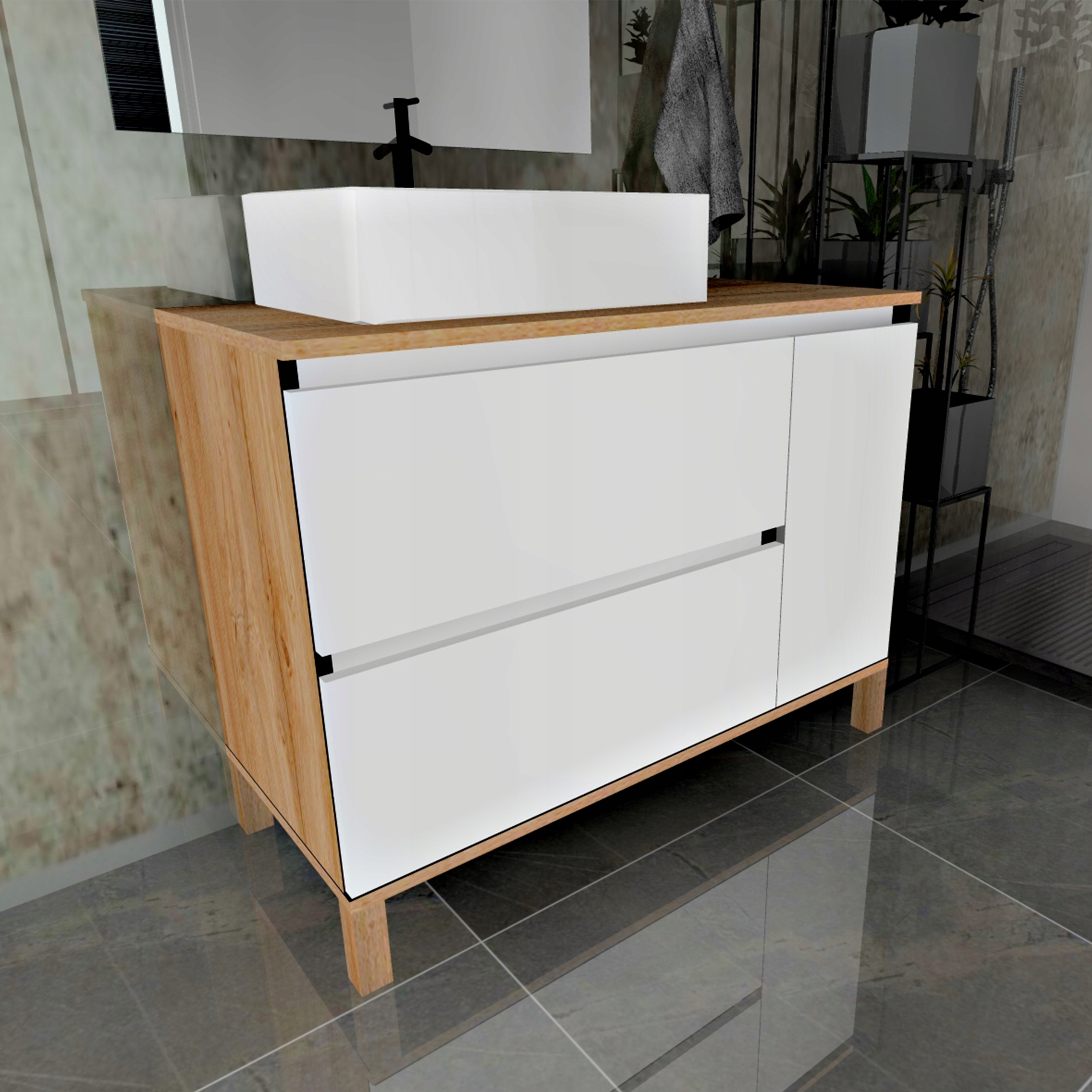 Szafka pod umywalkę _2_SZUFLADY+KOSZ_bez składania_ Pod_Wymiar_ POD KOLOR_ Marka inna