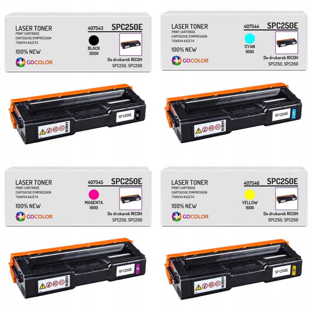 4xnový toner SPC250E pro Ricoh SPCC250sf SPCC260DNw