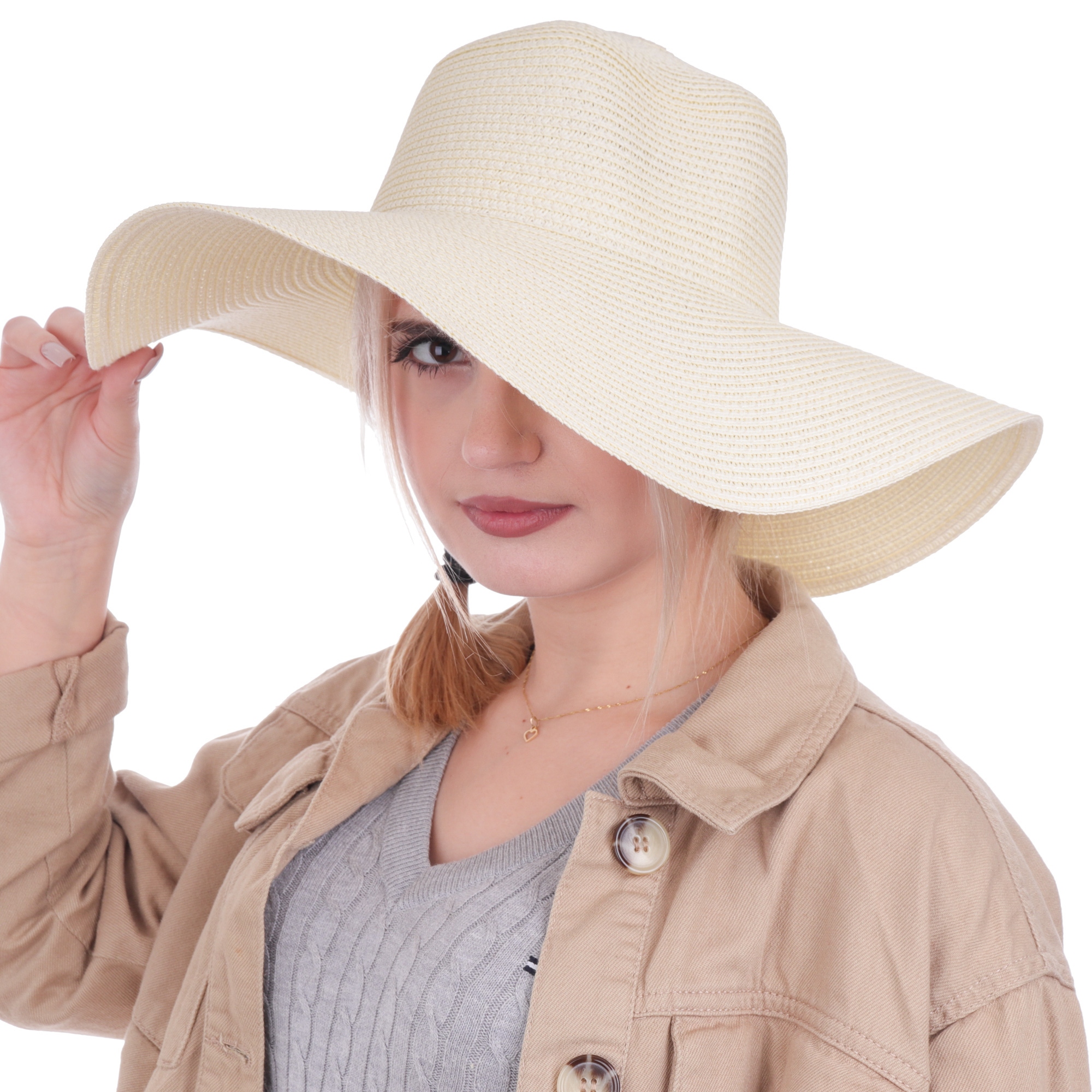 Kapelusz damski słomkowy letni plażowy Rozmiar (obwód głowy w cm) 57