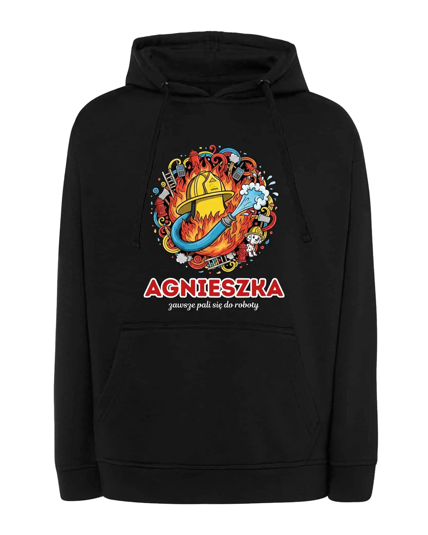 Mikina s kapucí Hasič Personalizovaná Ilustrační Černá XL
