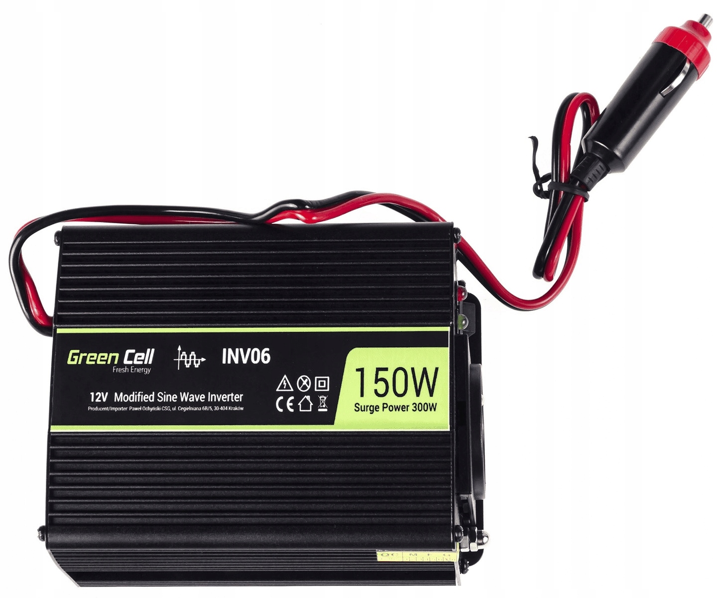 Przetwornica GREEN CELL 12V/230V 150W/300W za 89,90 zł z Złotów -   - (10188984428)