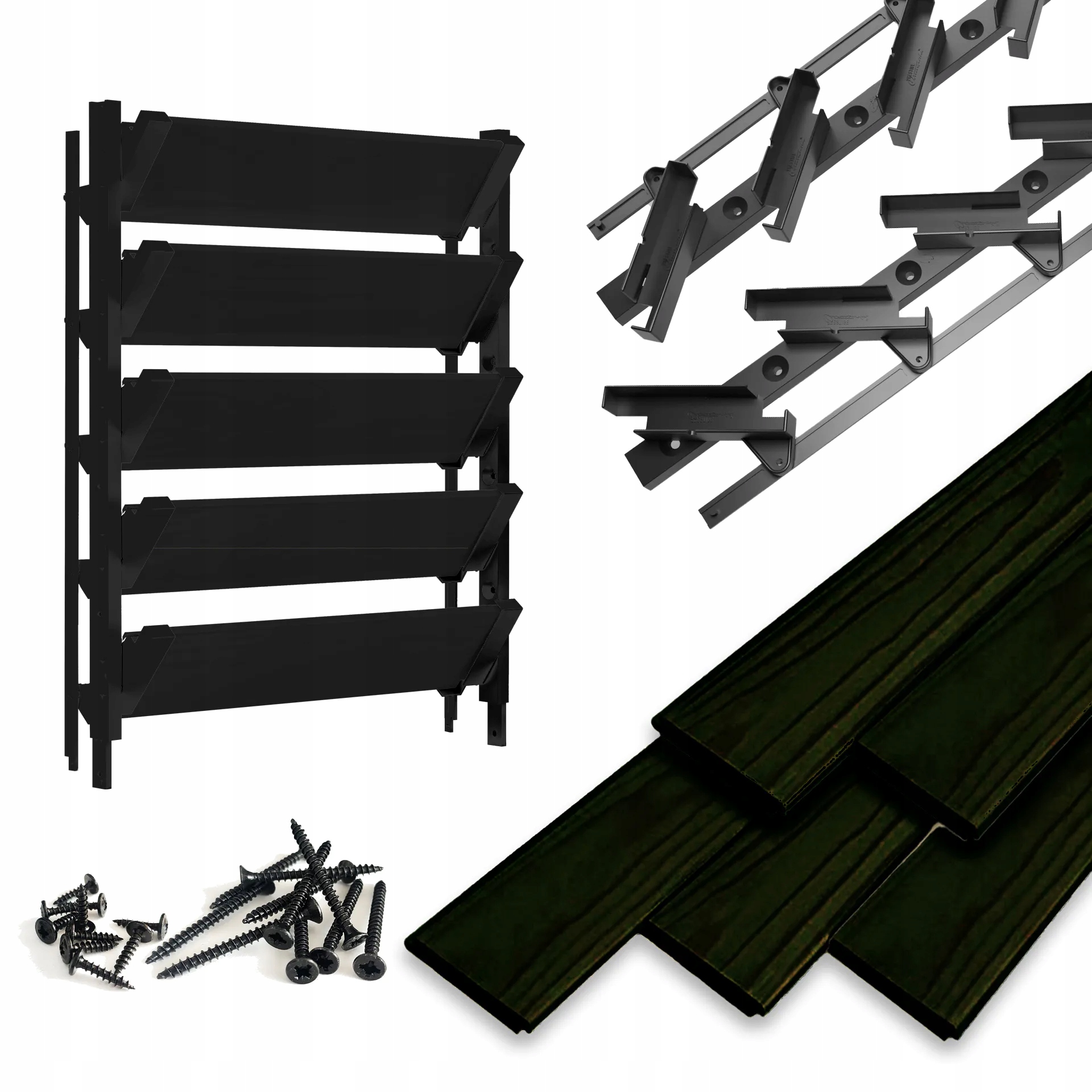 Pohyblivé čierne dosky 5 ks Shutters System Hdpe Terasové žalúzie Čierna